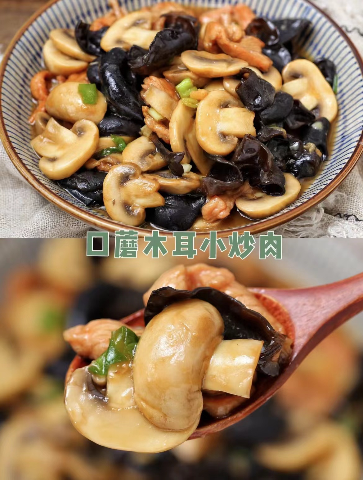 口蘑木耳小炒肉 口蘑木耳小炒肉